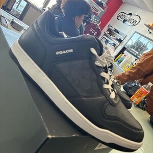 Coach Men's C201 Signature Sneakers Pre Owned Used SZ 12 Black